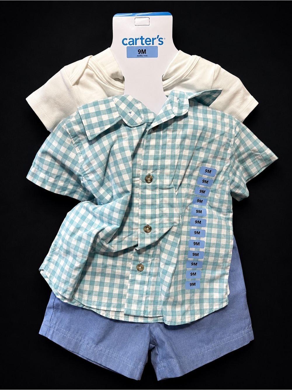 Carter's Aqua Checkered Button Down Outfit Set